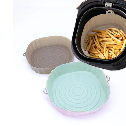 Reusable Air Fryer Silicone Pot & Baking Tray – 1/2/3PCS Basket for Pizza, Fried Chicken, Grill & Kitchen Use