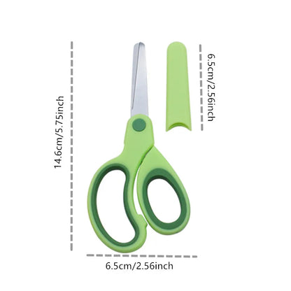 Kids Safety Scissors — Left-Handed Student Scissors with Sleeve for DIY, Paper Cutting & Stationery