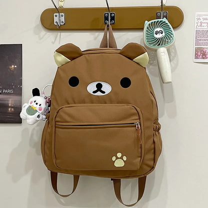 Rilakkuma Anime Backpack — Cute Relax Bear School Bag for Women, Girls & Boys, Outdoor Travel Rucksack Gift