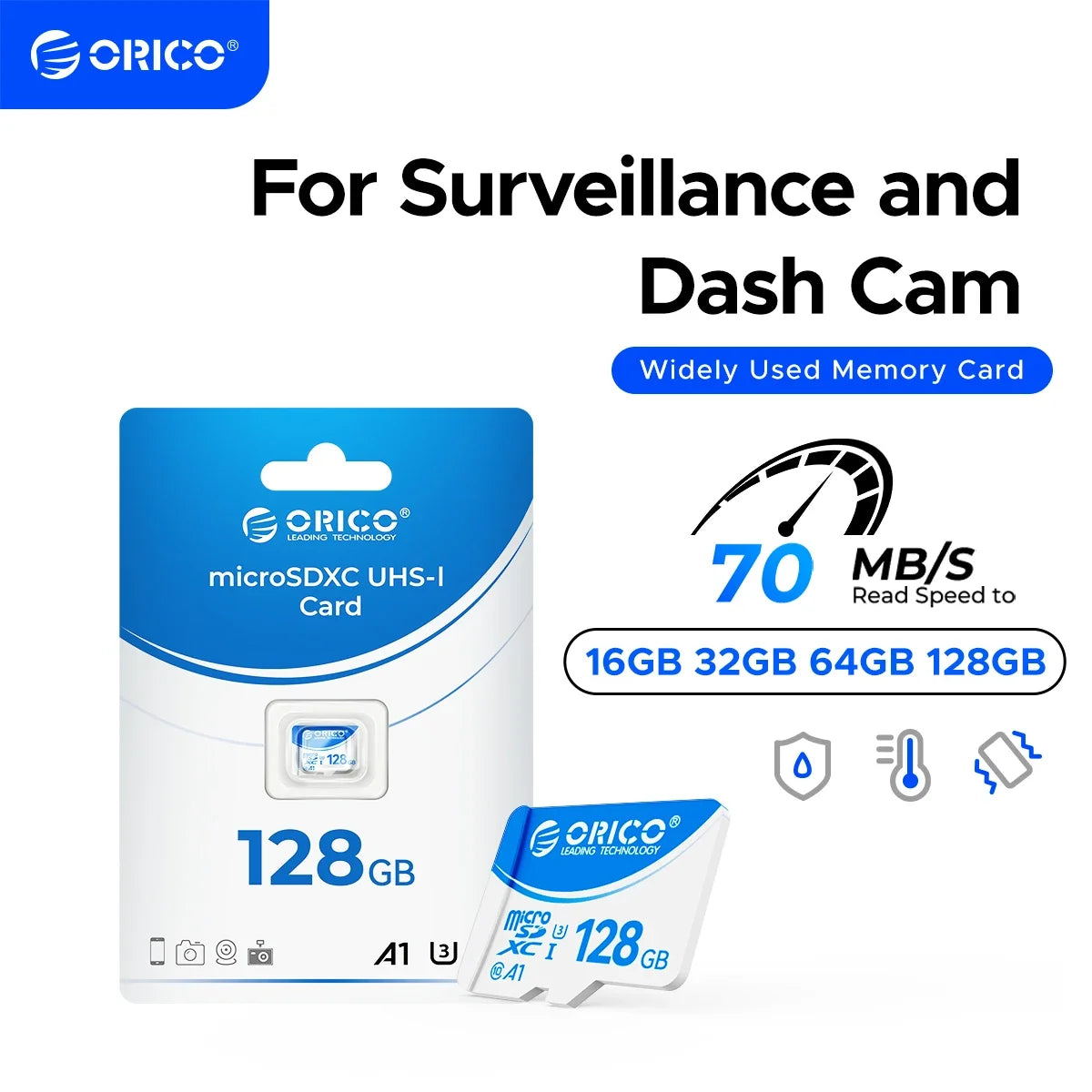 ORICO Micro SD Card – 16GB, 32GB, 64GB, 128GB A1 U3 Class 10 V10 for Camera, Drone & Dash Cam