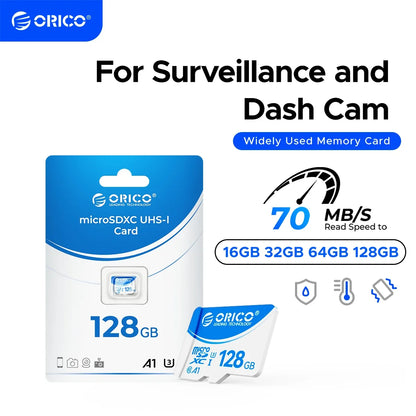 ORICO Micro SD Card – 16GB, 32GB, 64GB, 128GB A1 U3 Class 10 V10 for Camera, Drone & Dash Cam