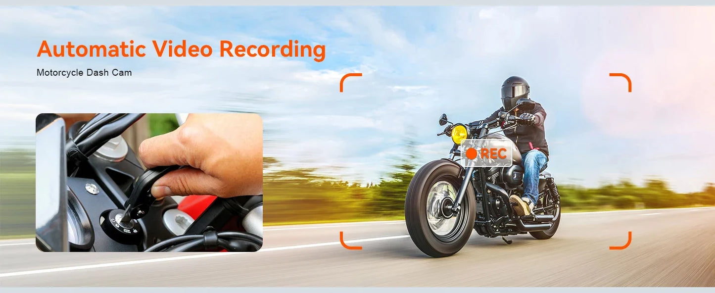 Motorcycle 2K Front & Rear DVR Dash Cam – WiFi GPS, Waterproof Full-Body Video Recorder Black Box