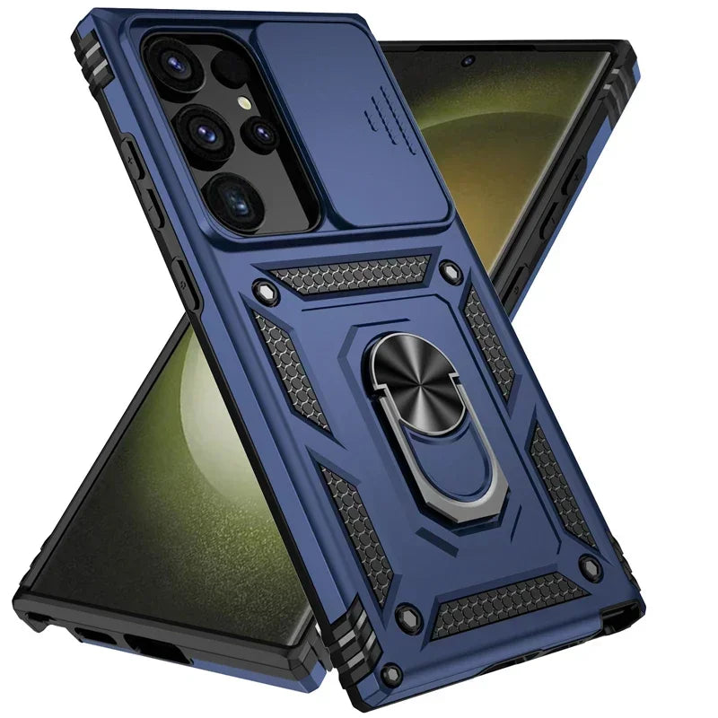 Rotating Camera Lens Armor Case - Military Grade Protective Cover for Samsung Galaxy S20-S25 Series & Note Models
