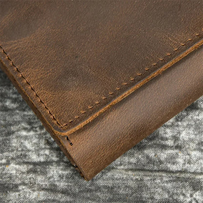 Men's Genuine Leather Short Wallet with Chain – Zipper Clutch, Trifold Purse, Card Holder & Coin Purse for Men
