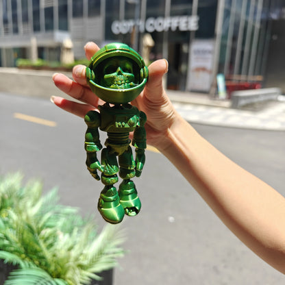 Articulated Skeleton Astronaut Figurine — 3D Printed Movable Space-Themed Collectible with Sliding Helmet for Home Display