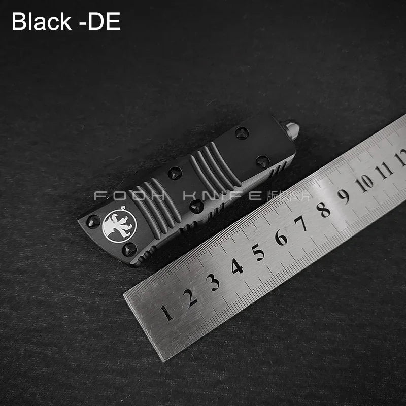 FOOH KNIFE STUDIO TROODON-M Mini Tactical Knife – High-End D2 Steel Blade with CNC 6061 Aluminum Handle EDC Tool Comb