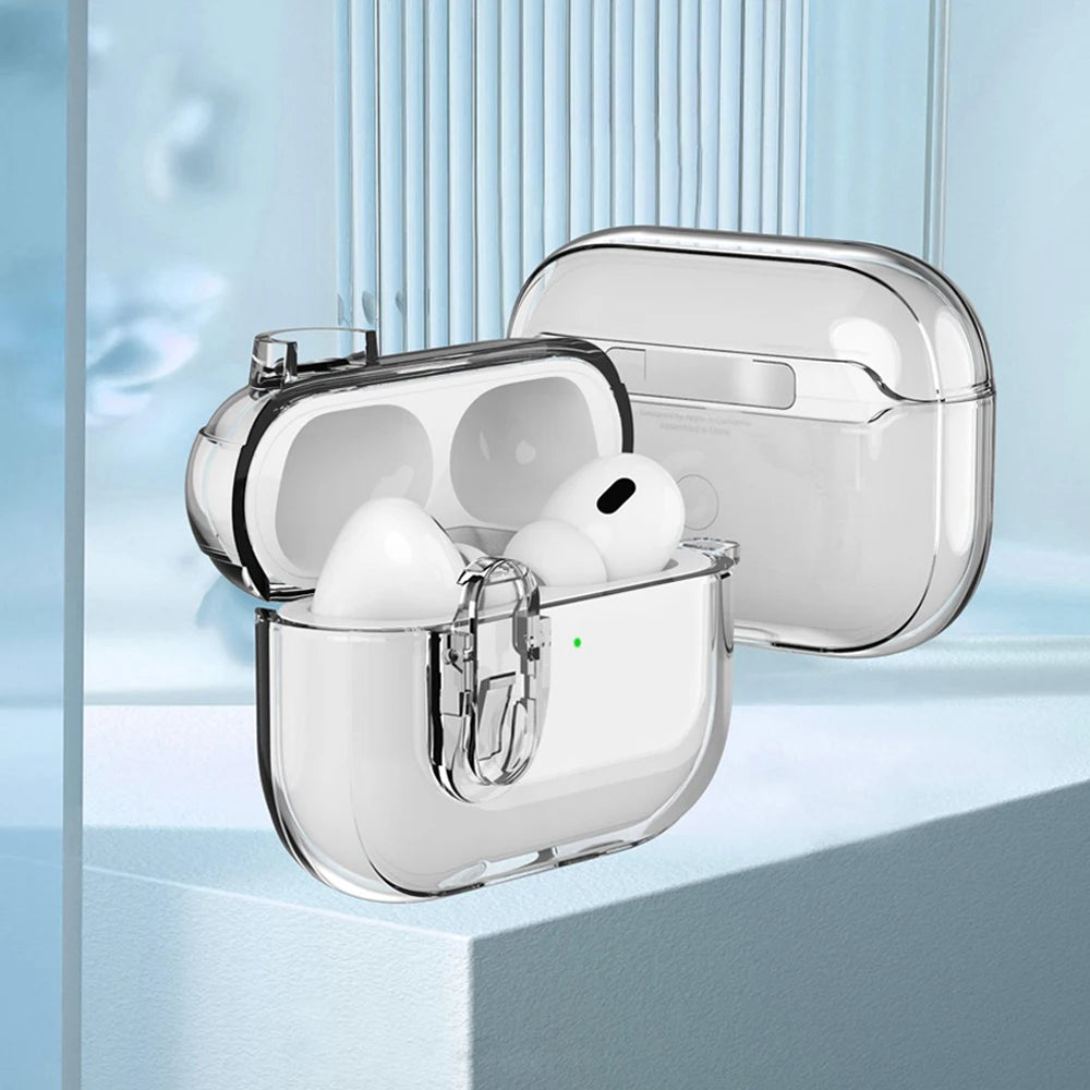 Transparent Crystal Wireless Bluetooth Earphone Case for AirPods Pro 2 – TPU Clear Switch Lock Cover for AirPods 4 (2024)