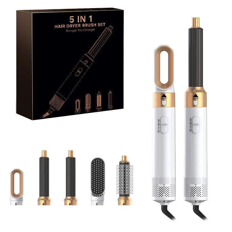 5-in-1 Hair Dryer Comb Set – Professional Hot Air Styler for Curling, Straightening & Volumizing Hair at Home