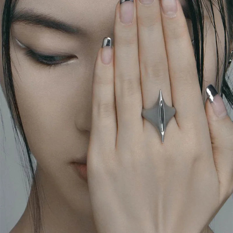 Retro Sword of Maria Silver Ring — Handmade Punk Gothic Open Ring for Women & Unisex Jewelry Gift