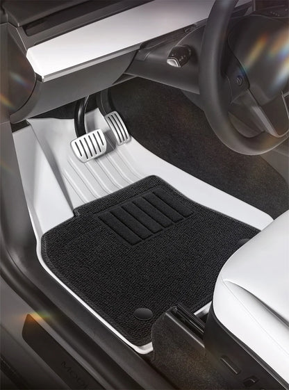 YZ TPE White Foot Pad — Fully-Surrounded Floor Liner for Tesla Model 3 & Model Y (2021–2025) | Waterproof, Non-Slip