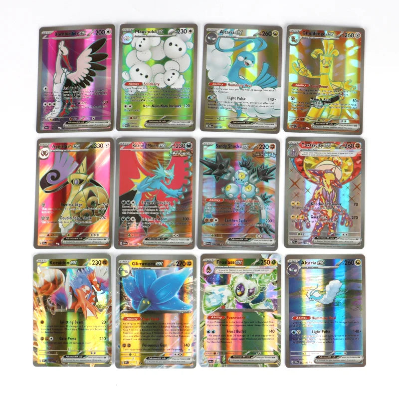 60-100Pcs English Pokemon Cards – Holographic EX, Vstar, Vmax, GX, Charizard, Mewtwo & Evolution Combos