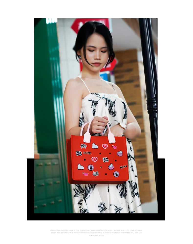 EVA Large Leather Shoulder Bag – Waterproof Casual Tote for Women, Beach Bag & Fashion Storage Handbag
