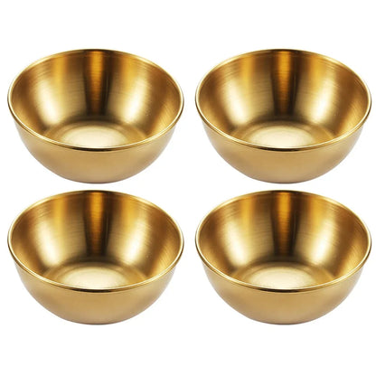 2PCS/4PCS Stainless Steel Golden Sauce Dishes – Appetizer & Seasoning Serving Tray Set for Kitchen Tableware