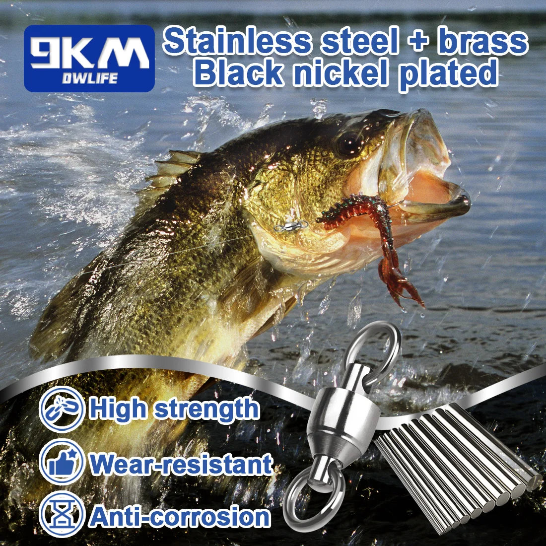 20-100 Pack Ball Bearing Fishing Swivels – Stainless Steel Solid Ring Connector for Freshwater & Saltwater Trolling, Bait & Lure