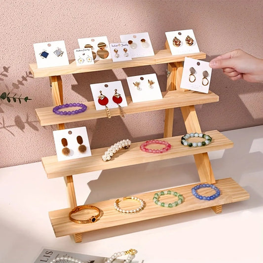 Wooden Display Rack – Ear Stud, Earrings, Perfume & Jewelry Organizer for Desktop