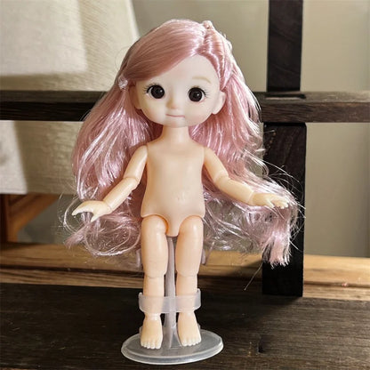 16CM Articulated Doll — 3D Simulation Eyes, 13-Joint Multi-Expression Little Girl Toy