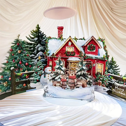 Pop-Up Christmas Card – Snowy Winter House with Gingerbread Design & Envelope Included