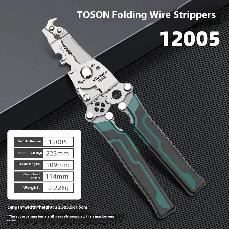 Multi-Functional Foldable Electrician Pliers - Wire Cutting, Wiring, Pulling, Splitting & Pressing Tool