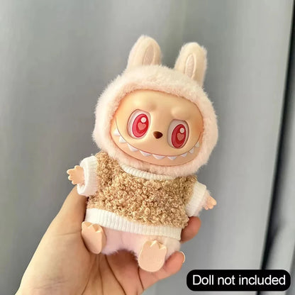 Mini Plush Doll Clothes – Kpop EXO Labubu Idol V1 V2 Circle Smile Shirt Outfit & Accessories Gift
