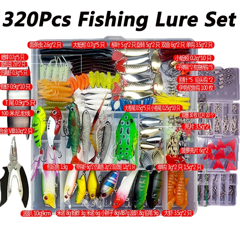 Fishing Lure Kit with Soft & Hard Baits – Minnow, Metal Jig Spoon & Crankbait Set for Bass & Pike Fishing with Storage Box Tackle Gear Kit