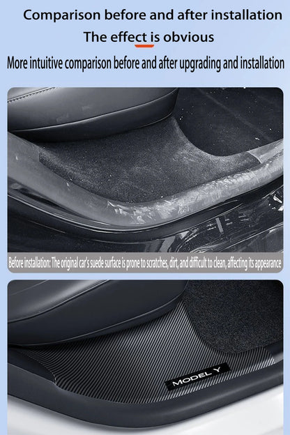 2/4/8PCS Tesla Model 3/Y Highland Door Sill Protector — ABS Anti-Kick Waterproof Threshold Strip for Front & Rear