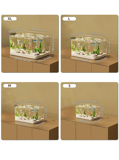 Transparent Desktop Aquarium Fish Tank - Creative Rectangular Home & Office Decor Tank for Small Fish