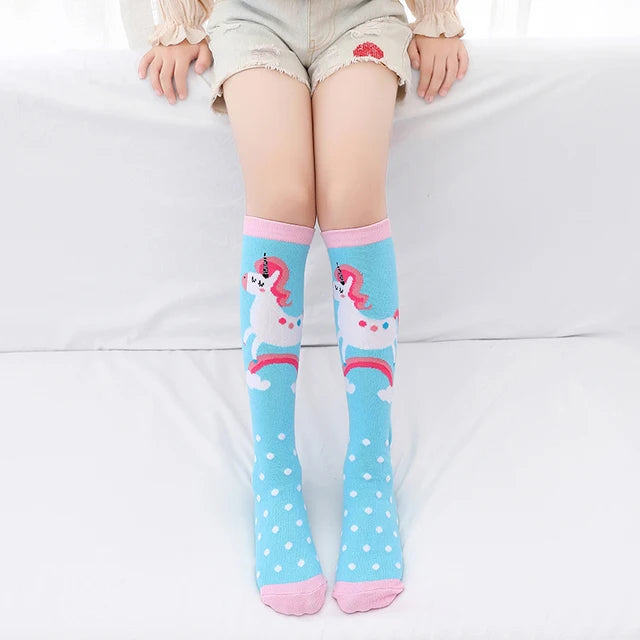 Cute Cartoon Animal Knee-High Socks for Babies & Kids – Warm Cotton Ankle & Over-Knee Socks for Girls