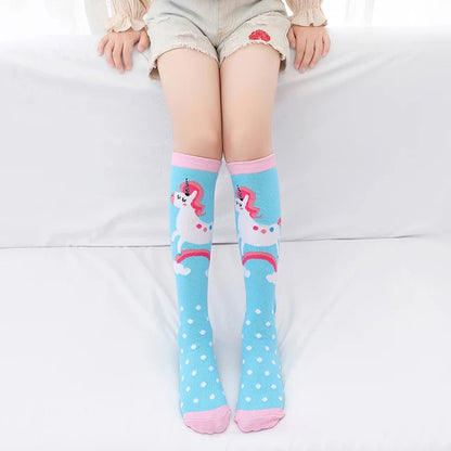 Cute Cartoon Animal Knee-High Socks for Babies & Kids – Warm Cotton Ankle & Over-Knee Socks for Girls