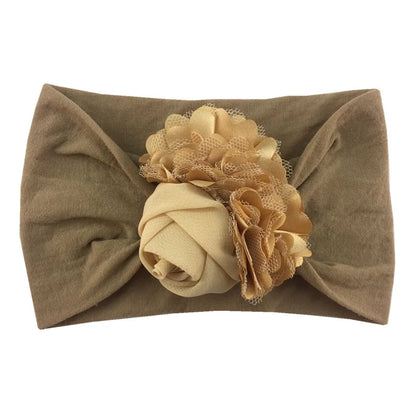 Baby Girls Soft Stretch Flower Headband Wide Nylon Knot Headwrap Kids Hair Band Newborn Photo Prop Accessories