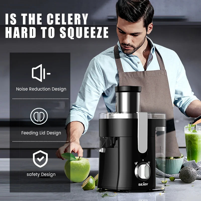 SEJOY Centrifugal Juicer – Compact Automatic Electric Citrus and Fruit & Veg Extractor with Pulp Ejection
