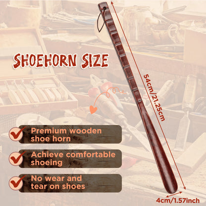 54cm Professional Wooden Shoe Horn – Durable Long Handle Shoehorn, Flexible Shoe Lifter for Seniors, Home Tool