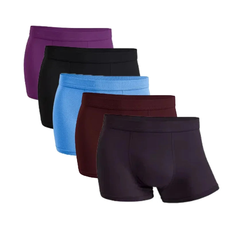 5-Pack Bamboo Men’s Boxers Underwear Plus Size XL–6XL, Breathable Gym Shorts Style Soft Black Underpants Gift Set