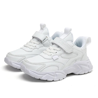 Kids Sport Casual Shoes — Leather Sneakers for Girls & Boys (Ages 5-16), Outdoor Running, Soft Sole, Anti-Slip Walking Footwear