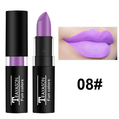 12 Color Matte Lipstick Set - Waterproof Long Lasting Lip Gloss Makeup in Black Blue Purple & Red Shades