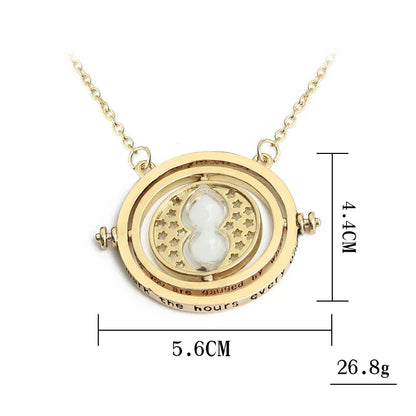 Harry Potter Golden Snitch Time-Turner Hourglass - 360° Rotatable Cosplay Pendant and Wizard Fan Gift