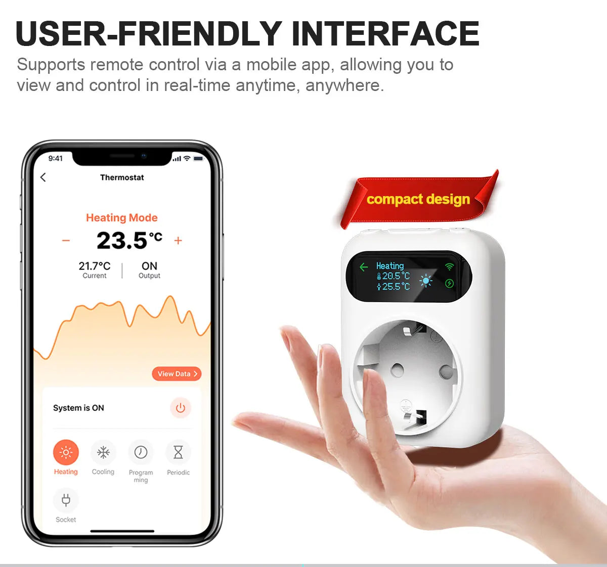Smart WiFi Thermostat Plug – Tuya Wireless Temperature Controller for Boiler, Fan, Heating & Cooling, Alexa & Google Home Compatible