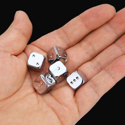 5PCS Metal Dice Set – Golden, Silver, Bronze 6-Sided Game Dice for Board Games, 13mm Decider Accessories