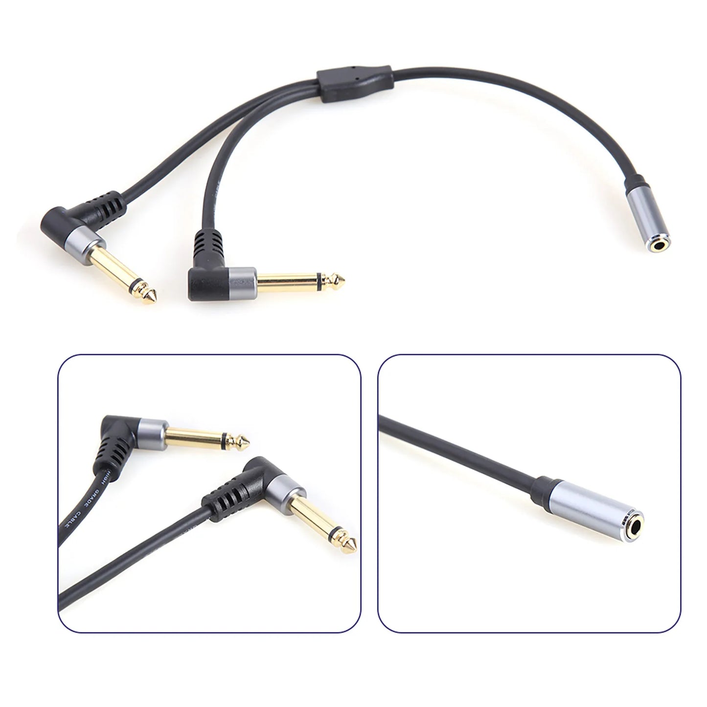 3.5mm to Dual 6.35mm Audio Splitter Cable - TRS Y Adapter for Amplifiers, Speakers & Mixers