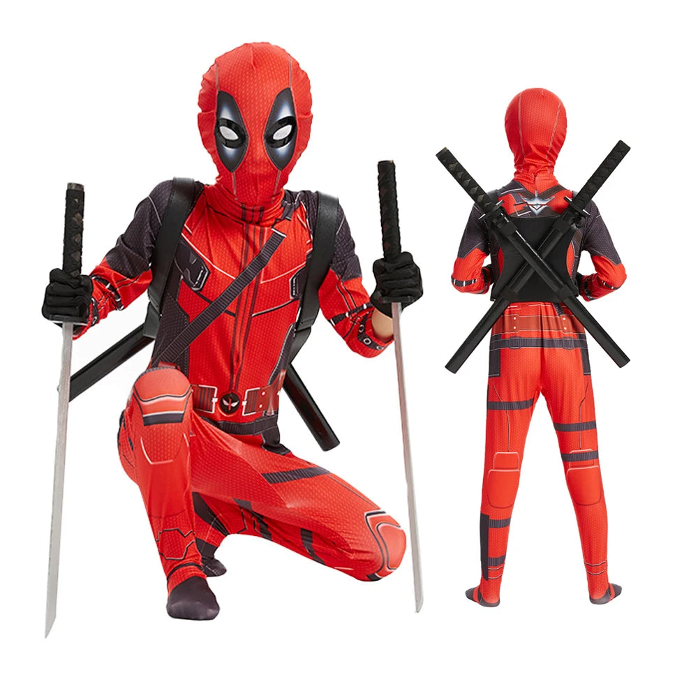 Deadpool Kids Halloween Cosplay Costume – Superhero Jumpsuit for Children