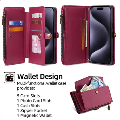 Magnetic Leather Wallet Phone Case for iPhone SE (2020/2022) to 15 Pro Max – Flip Cover with Card Holder & Stand Function