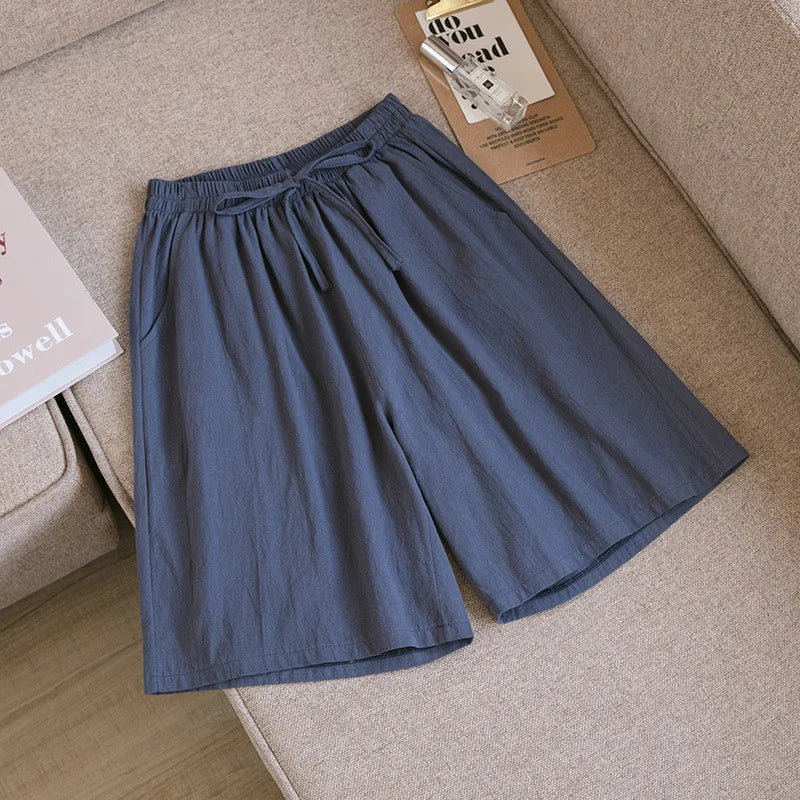 2024 Women’s High Waist Cotton Summer Shorts with Pockets – Casual Loose Fit Soft Cool Shorts for Girls