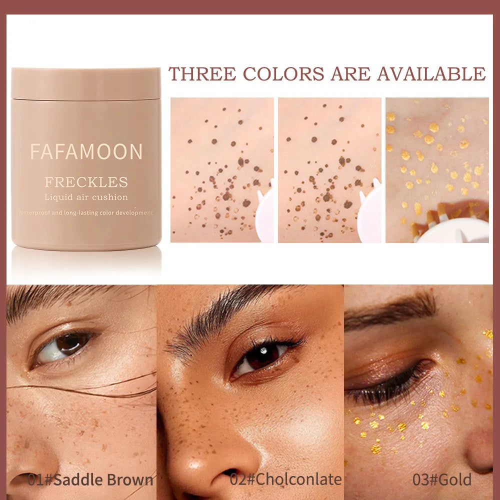 Air Cushion Freckle Stamp Kit - Lifelike Natural Simulation Fake Freckles for Face & Body, Waterproof Makeup Dot Spot Comb