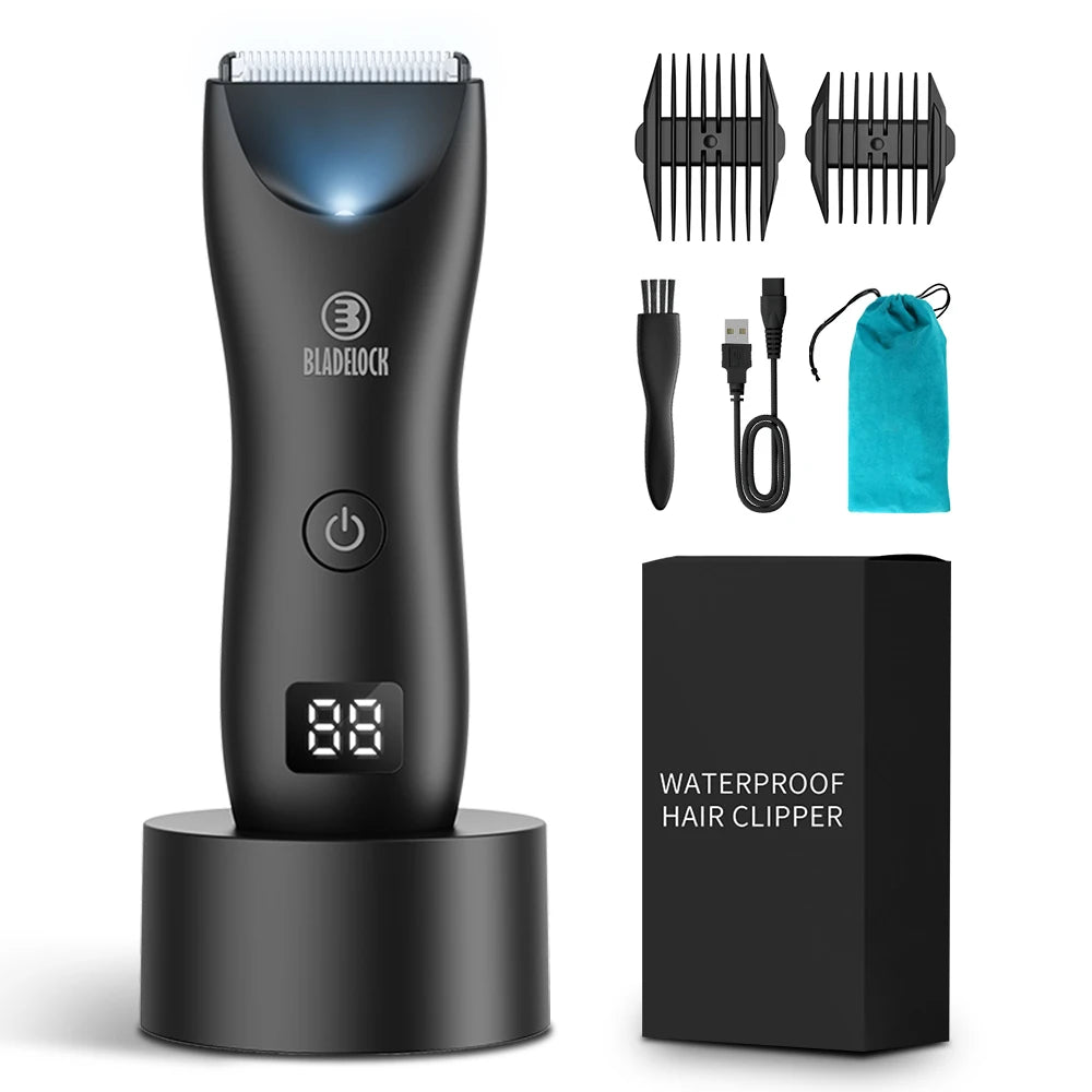 Professional Groin & Body Hair Trimmer – Rechargeable Ceramic Ball Shaver for Men, Body Grooming & Bikini Epilator