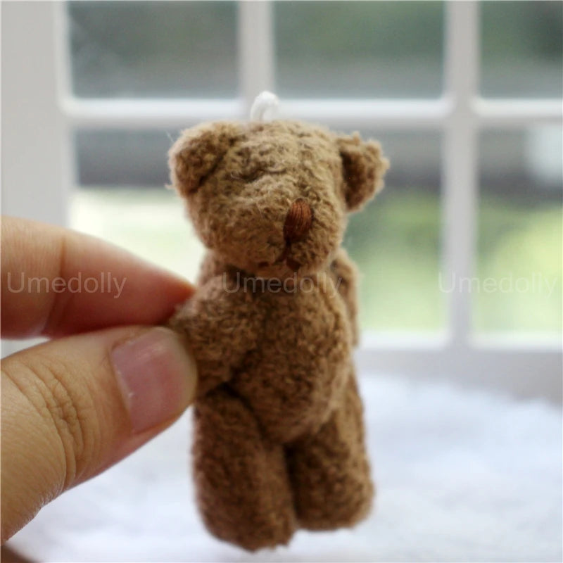 Miniature Bear & Rabbit Plush Toy — 1/6 & 1/12 Scale Dollhouse Decor for OB11 Blyth Dolls
