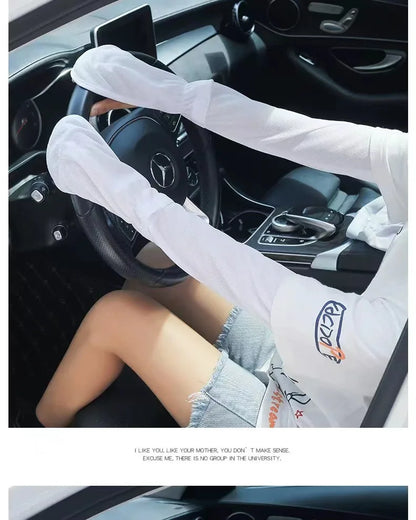 Women’s Large Ice Sleeve Gloves – Summer UV Protection Driving Arm Sleeves, Loose & Breathable