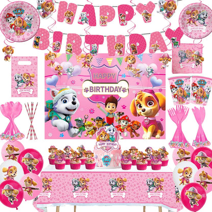 PAW Patrol Skye Pink Birthday Party Decorations Set – Foil Balloon Backdrop, Disposable Tableware & Baby Shower Supplies for Girls Kids Gifts