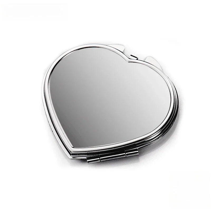 Portable Stainless Steel Makeup Mirror - Folding Pocket Cosmetic Hand Mirror for Women in Various Shapes