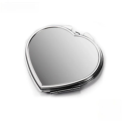 Portable Stainless Steel Makeup Mirror - Folding Pocket Cosmetic Hand Mirror for Women in Various Shapes