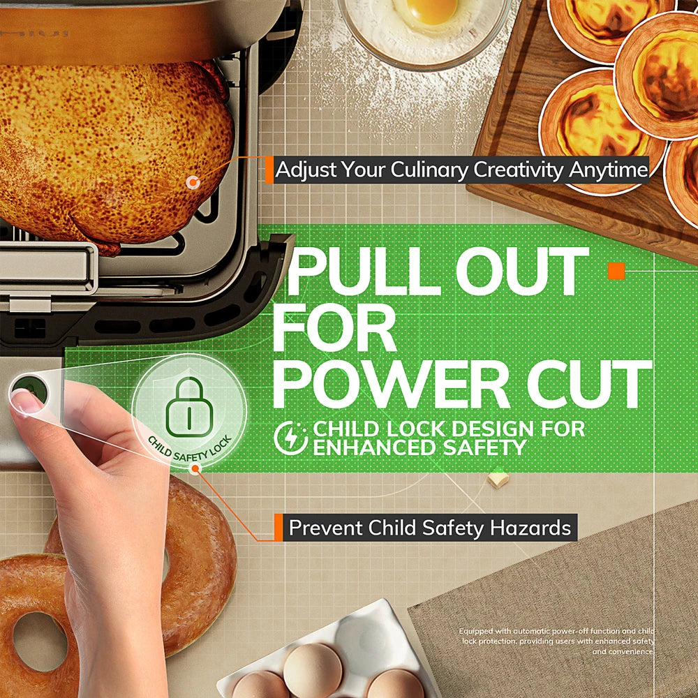 MIUI 5L Air Fryer - Electric Hot Fryer Oven Oilless Cooker with Touch Control, Nonstick Basket, and Visible Window - Family Size