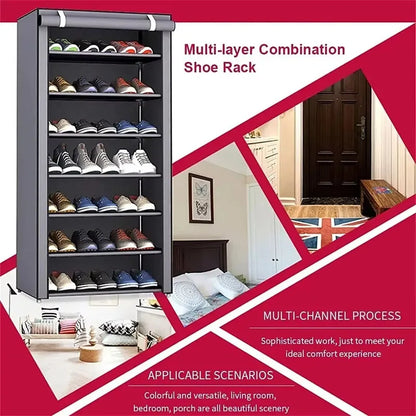 Non-Woven Multi-Layer Shoe Rack – Dormitory Door Cabinet, Space-Saving, Economical, Dustproof Home Storage Box